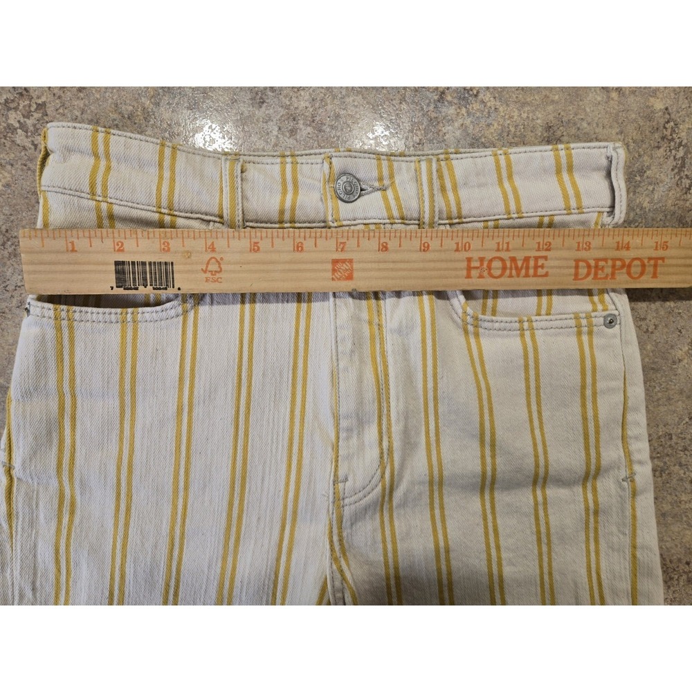Anthropologie Pilcro Striped Denim Shorts Women's 27 High Rise Raw Frayed Hem - Picture 6 of 11